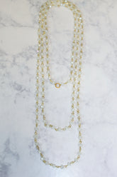Gold Wrapped Moonstone Tripple Layer Beaded Necklace